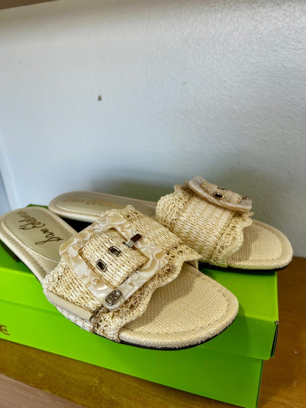 Sam Edelman Bambi Linen Raffia Slides. 10 M